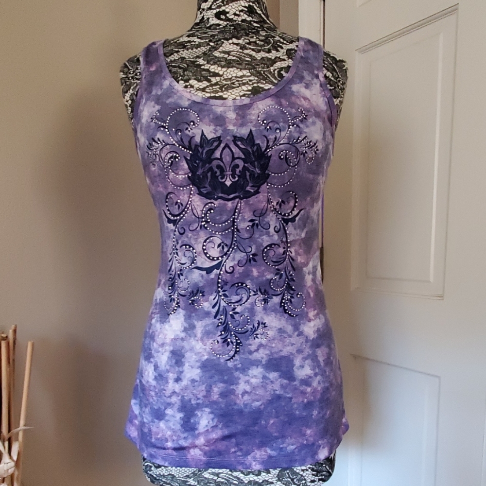 Prairie Rose purple sparkles tank, size M